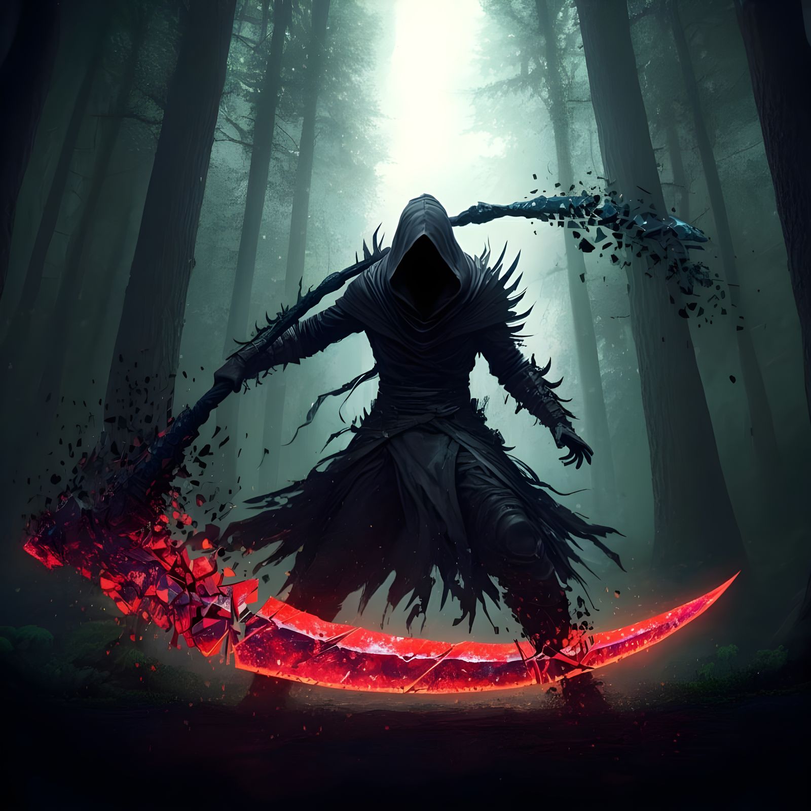 Mysterious Shadow Figure Wields Cosmic Scythe in Fantasy For...