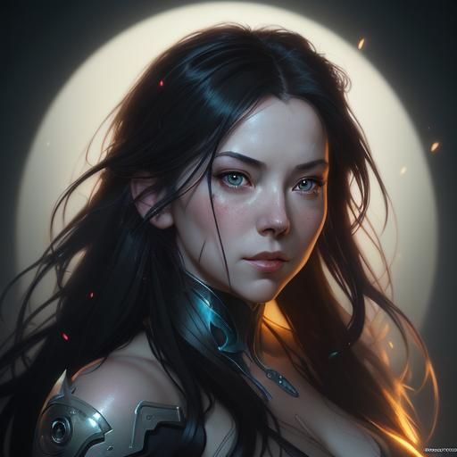 Detailed Portrait of Amy Lee in Art Nouveau Style