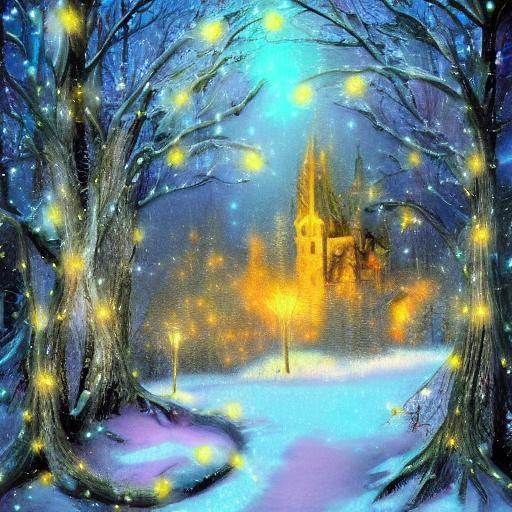 Magical Winter Dreamscape with Fairy Lights