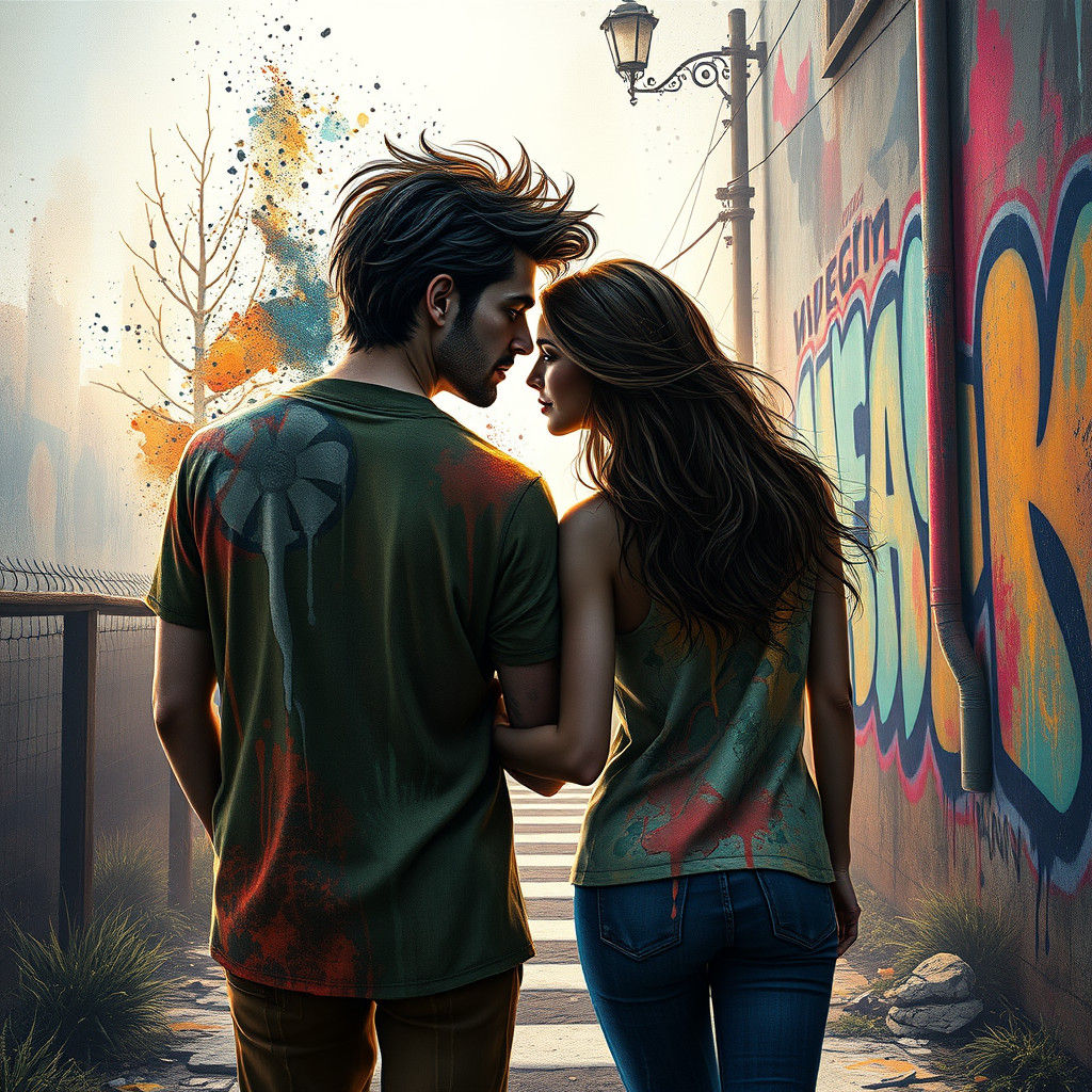 Graffiti Couple Walking into Land of Love