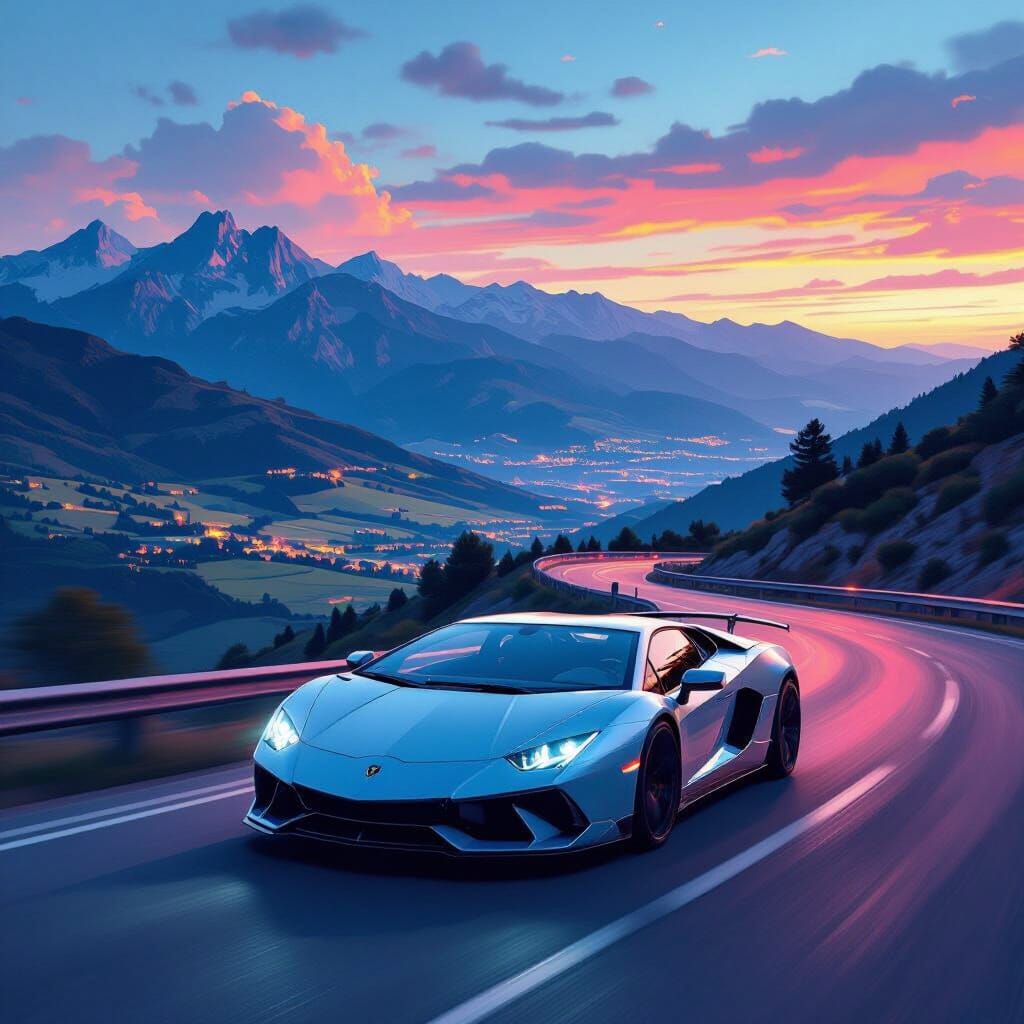 Futuristic Lamborghini Speeding Through Italian Countryside