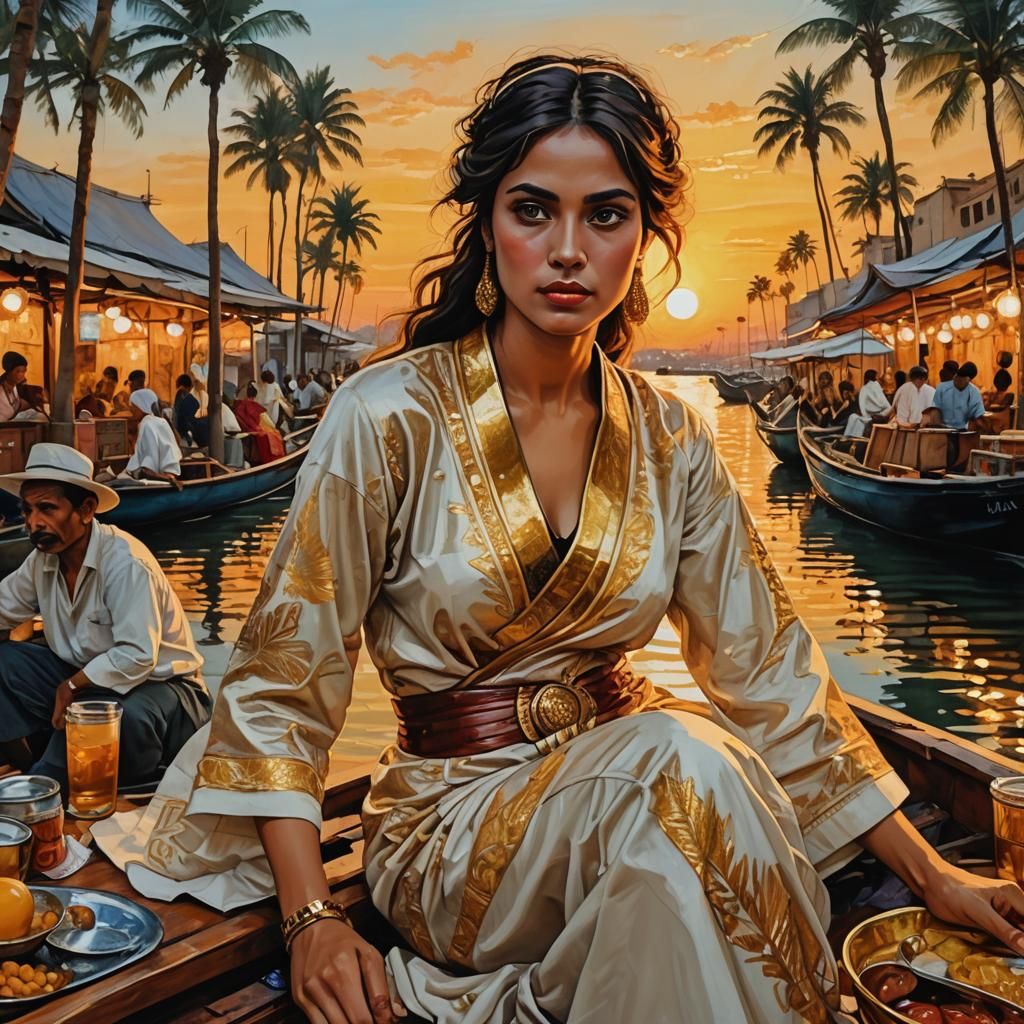 Odalisque Girl Portrait in Luminist Style