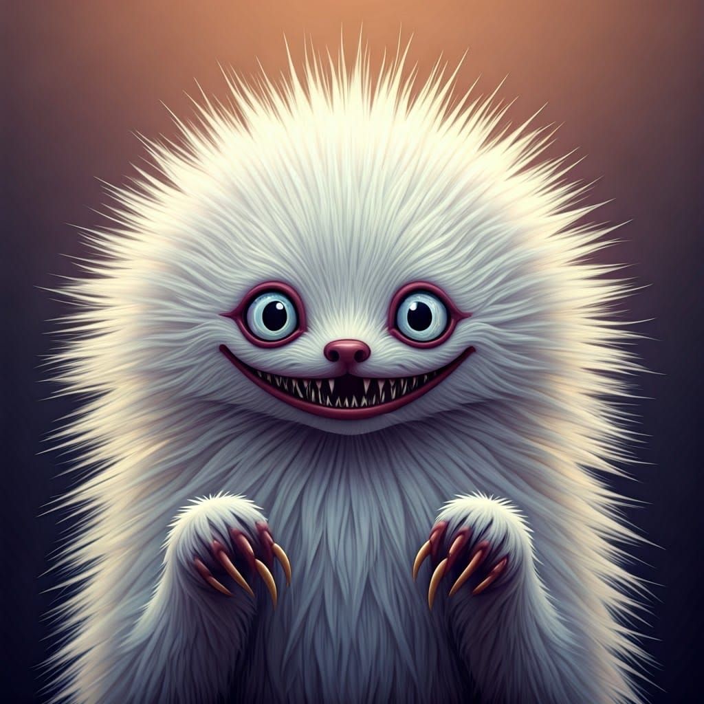 Adorable White Creature with Sharp Claws, Digital Art