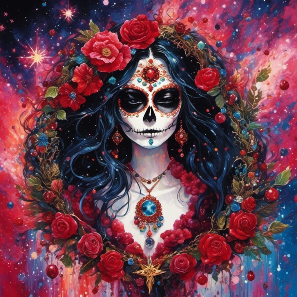 <lora:eye:1.0> <lora:Photo gram Whitebird:1.0> Santa Muerte ...