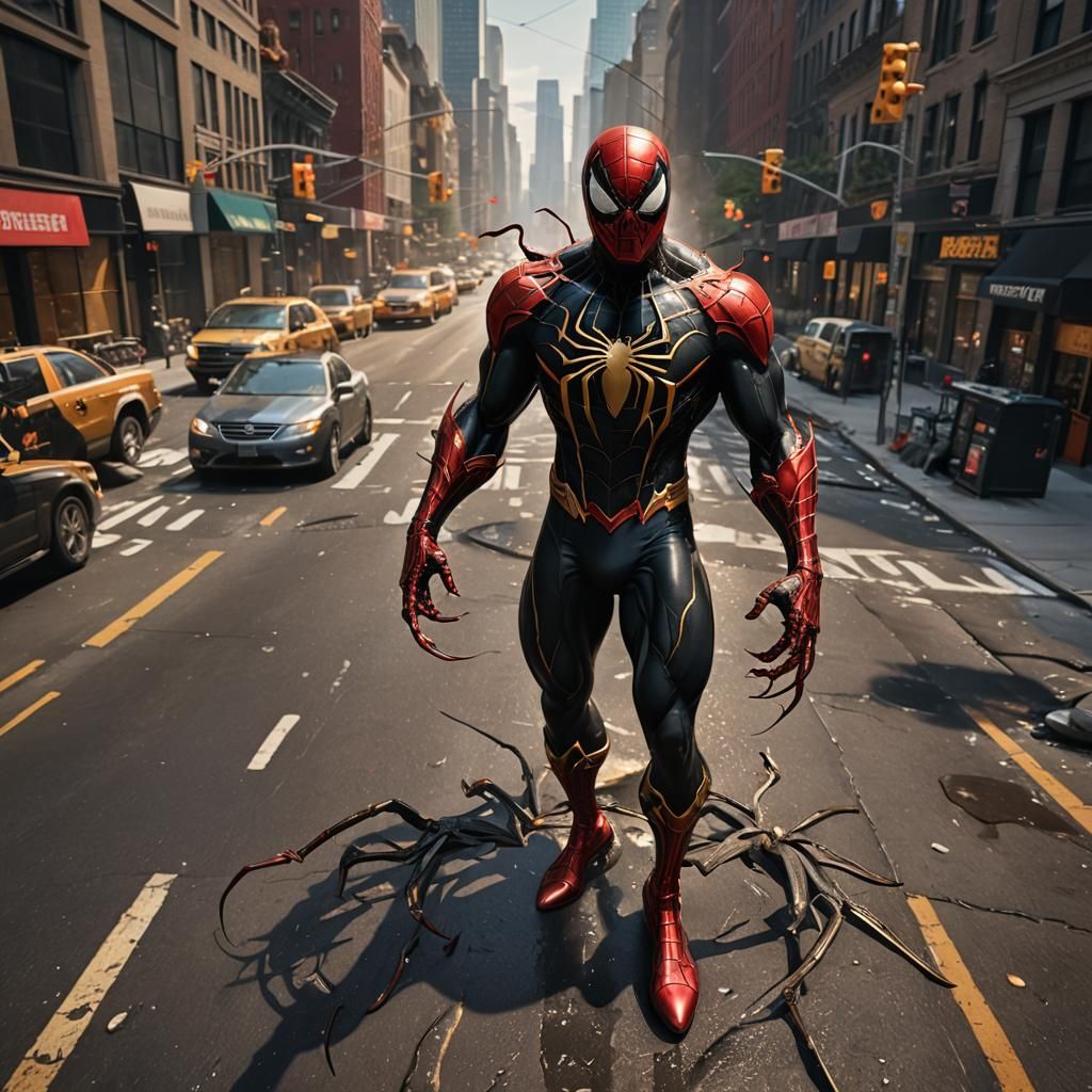 Venom Spider-Man with Symbiote Armor in New York