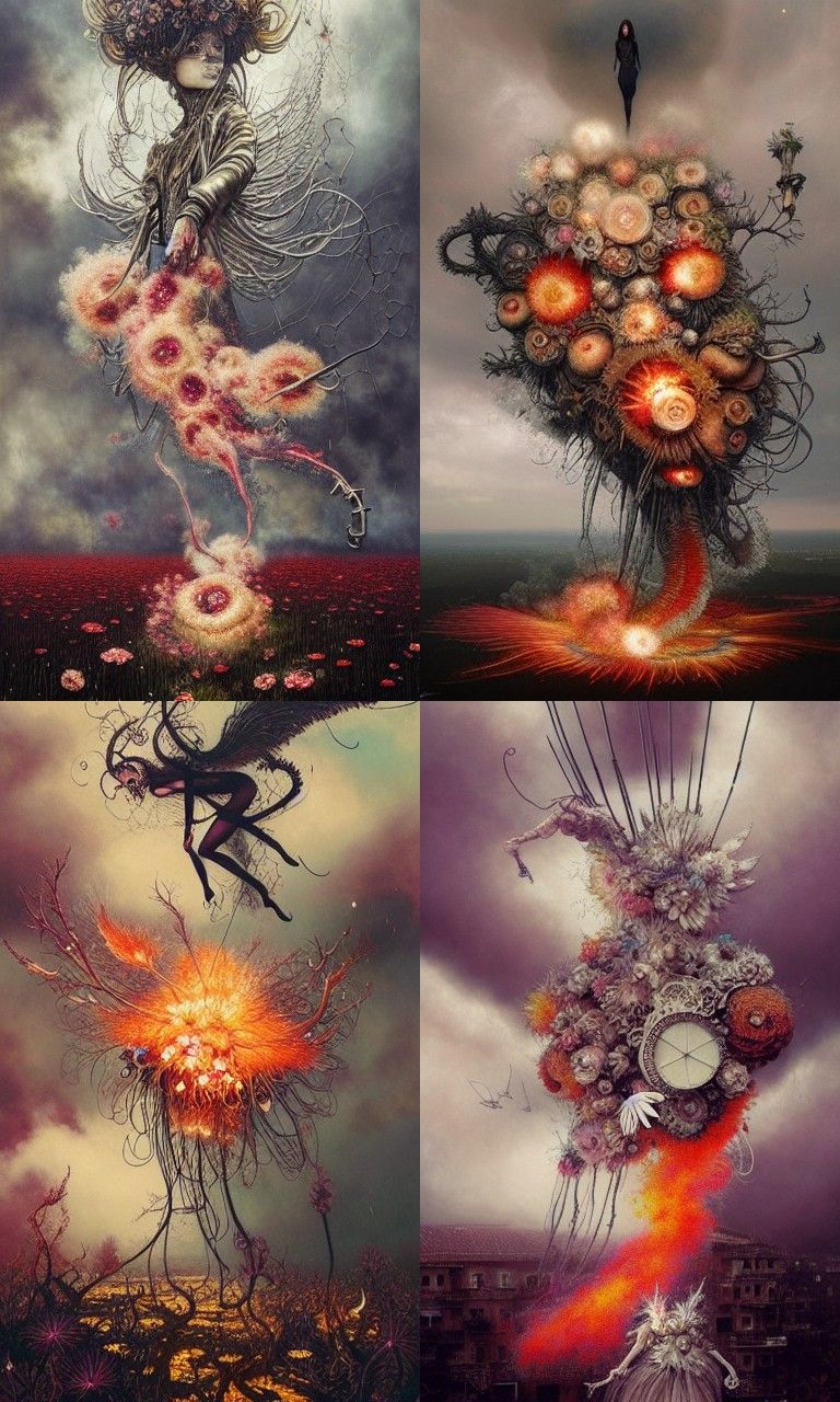 Explosive Floral Flammagenitus Cloud in Surreal Style