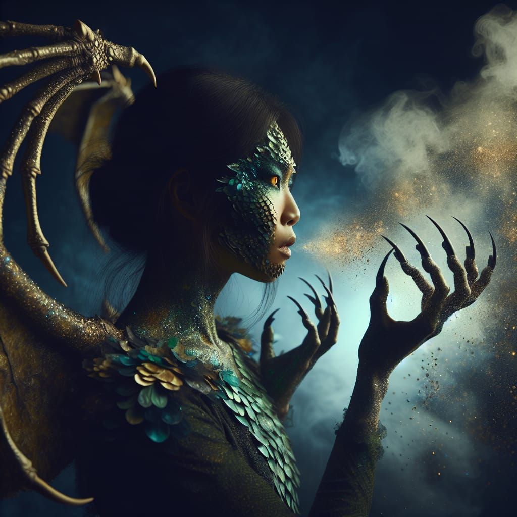 Mystical Transformation: Asian Woman into Weredragon