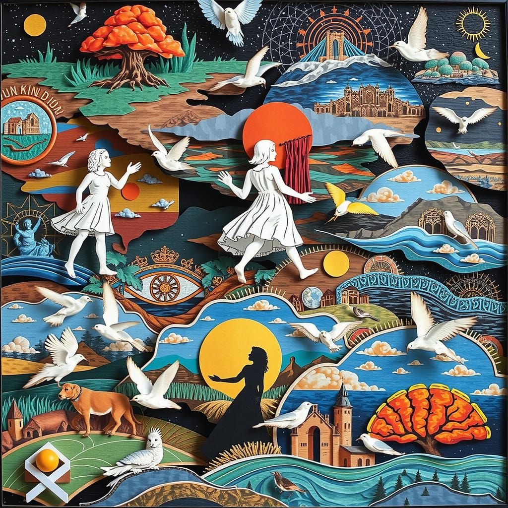 Paper Cut Collage of Human Kindness in Vivid Colors