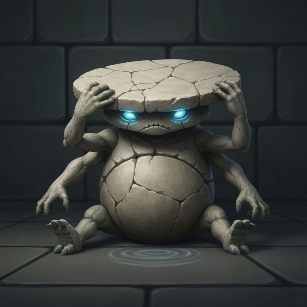 Stone Elemental Creature Tapping Rhythmic Sounds