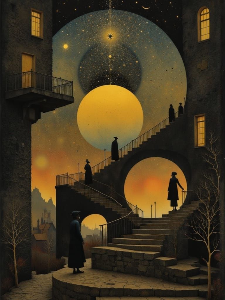 Surreal Golden Shimmer: Impossible Geometry and Celestial Sk...