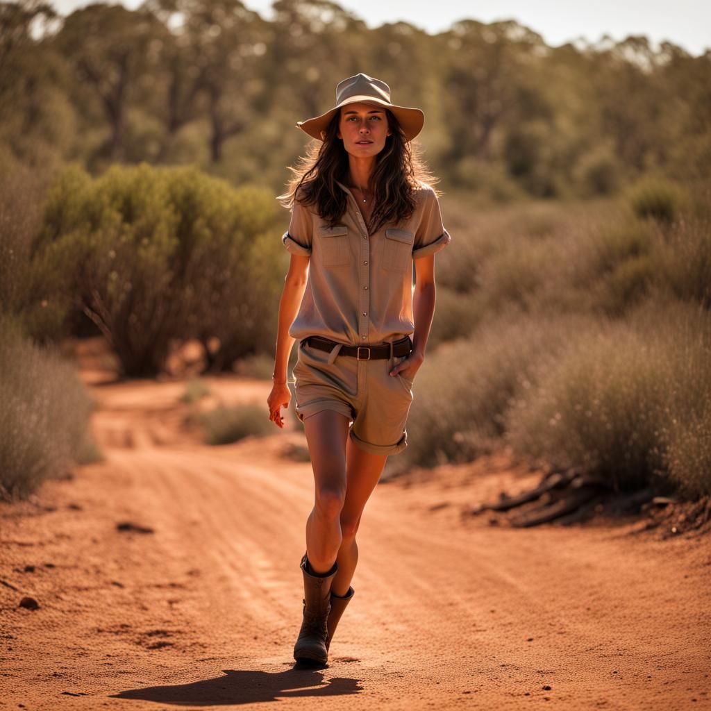 Australian Outback Woman in Khaki, Professional Photography