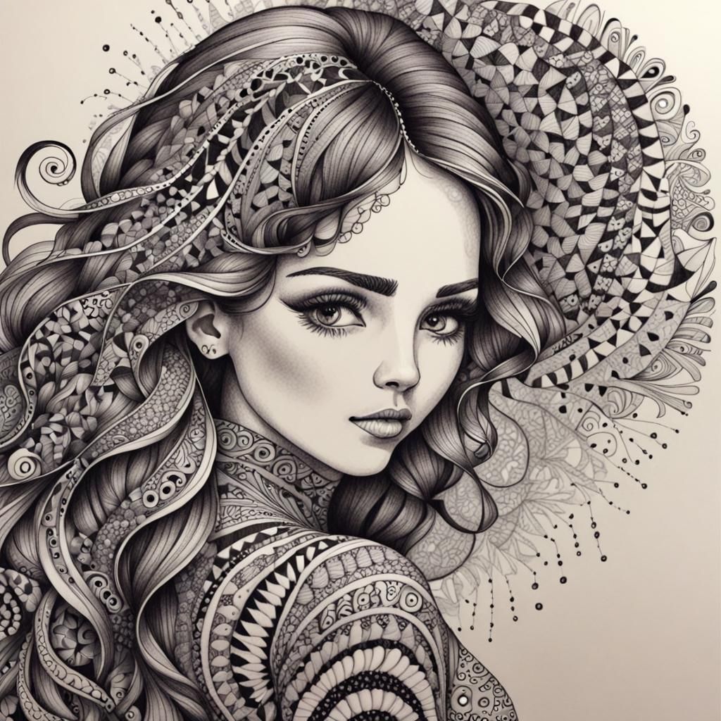 Zentangle Woman Illustration