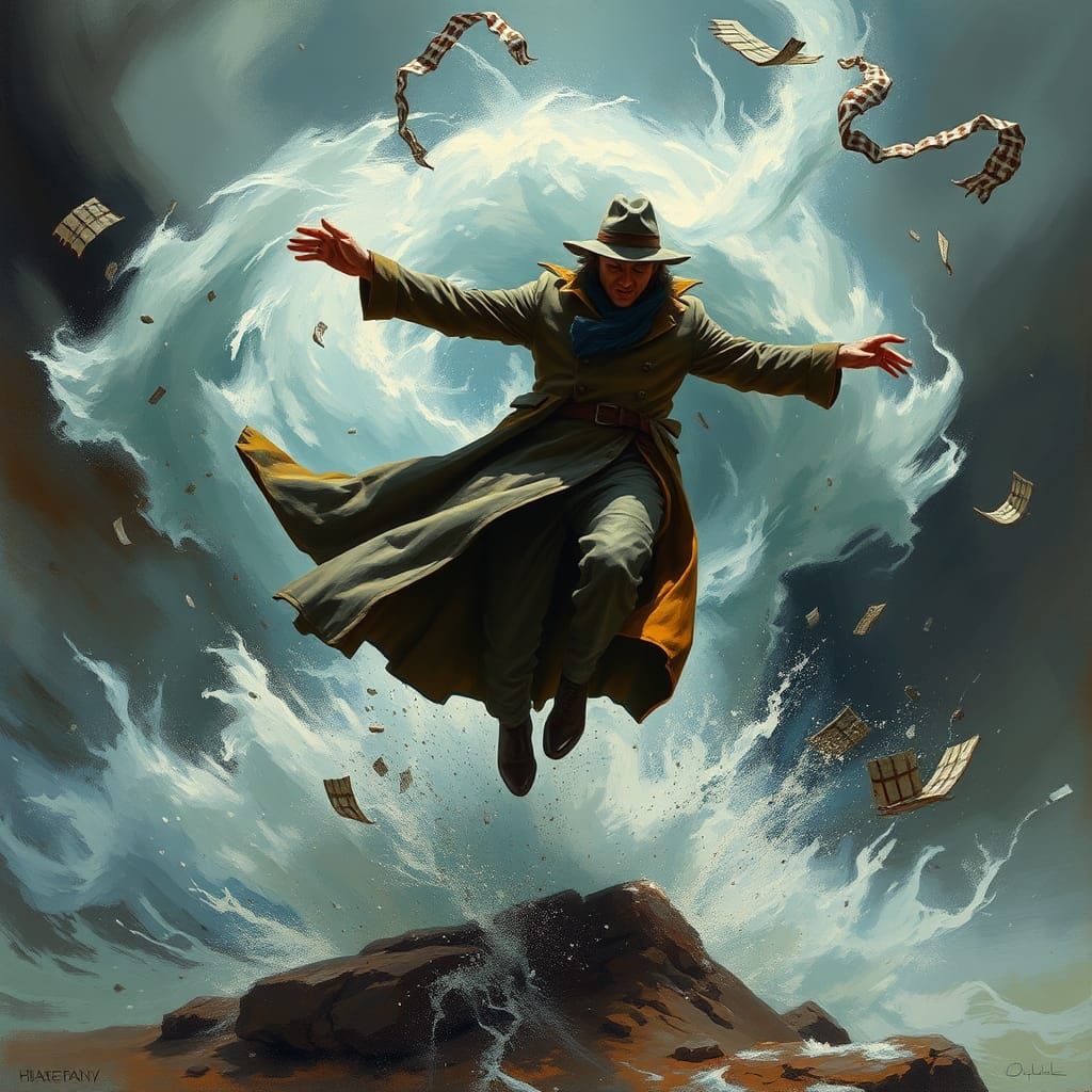 Hurricane Lifts Person in Dramatic, High-Energy Scene