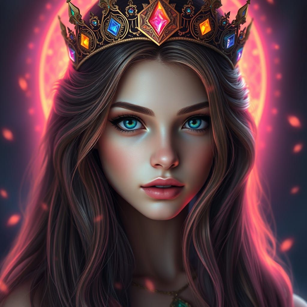 Enchanting Queen in Vibrant, Ethereal Portrait