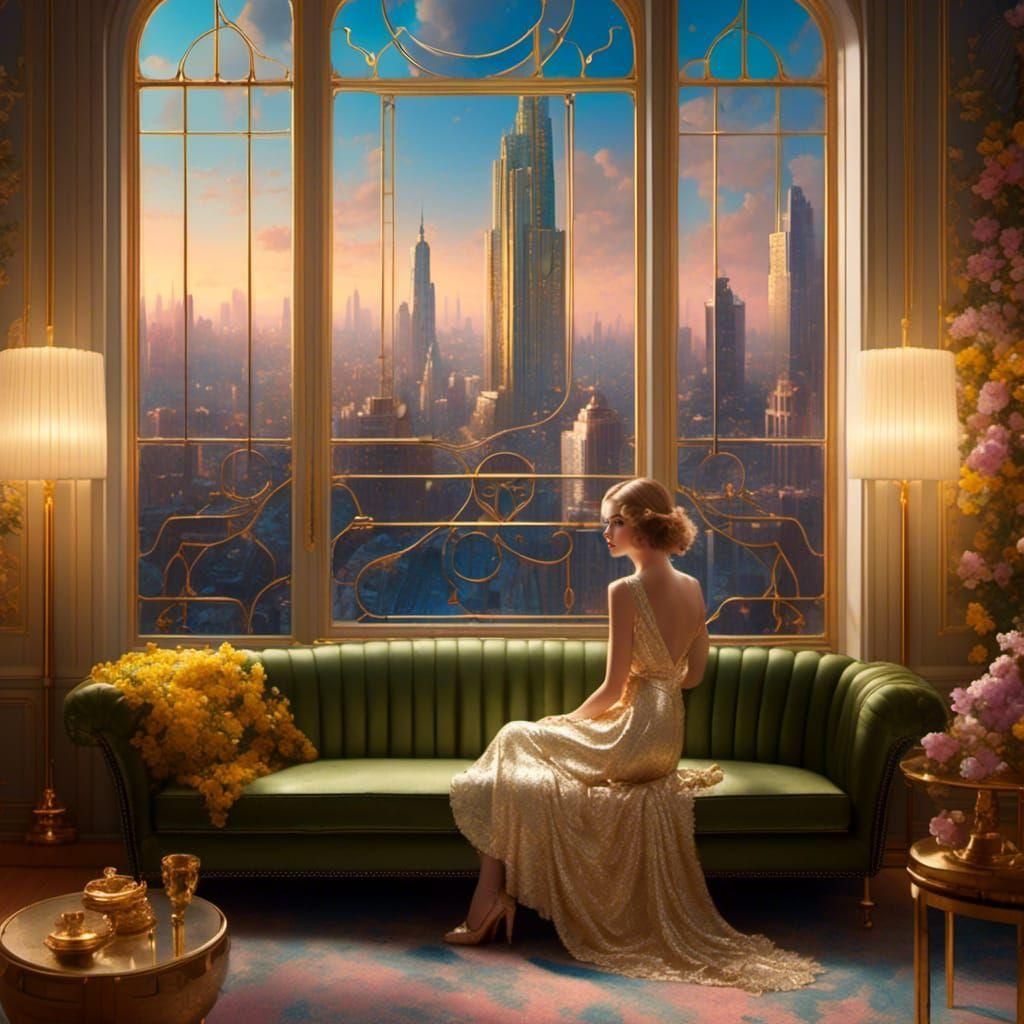 Art Deco Teenager in Chic Cityscape