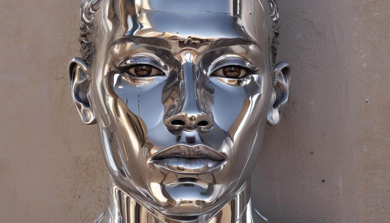 Chrome Nubian Man in Retro-Futuristic Spray Paint Art