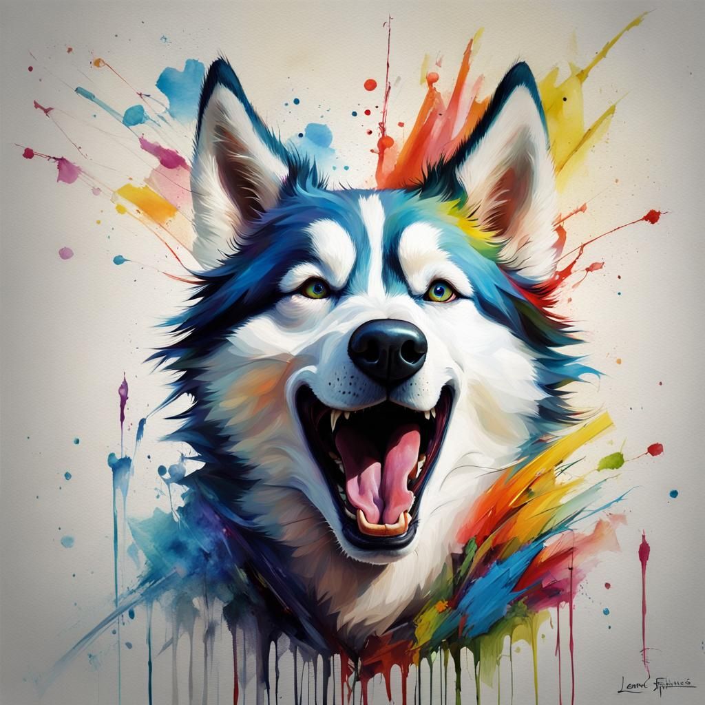 Pixar Style Husky Brunette with Laughing Expression
