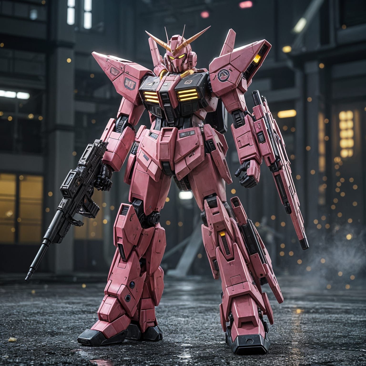 Chameleon Pink and Black Gundam Mobile Suit