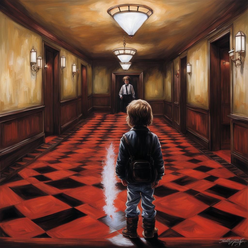 Danny Torrance at The Overlook Hotel in Oil Painting Style
