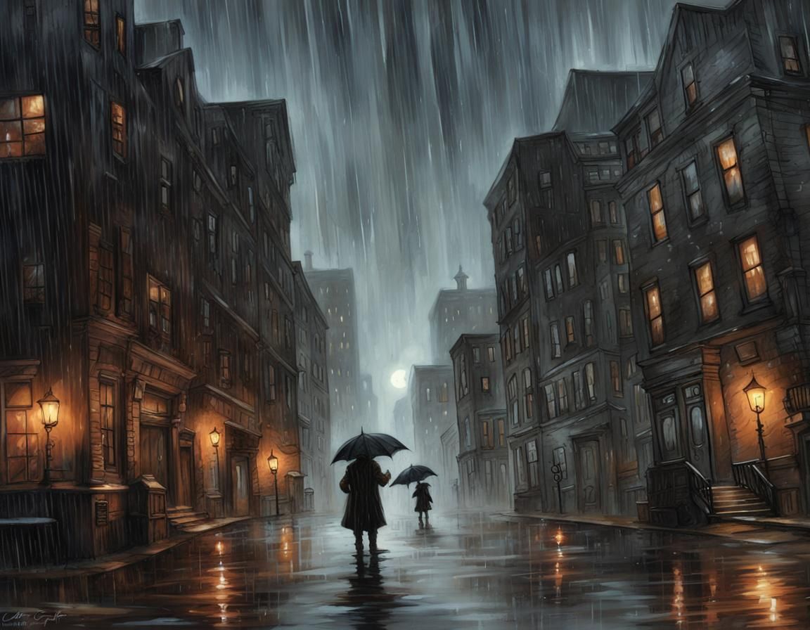 Gothic Horror New England City in Dark Fantasy Style