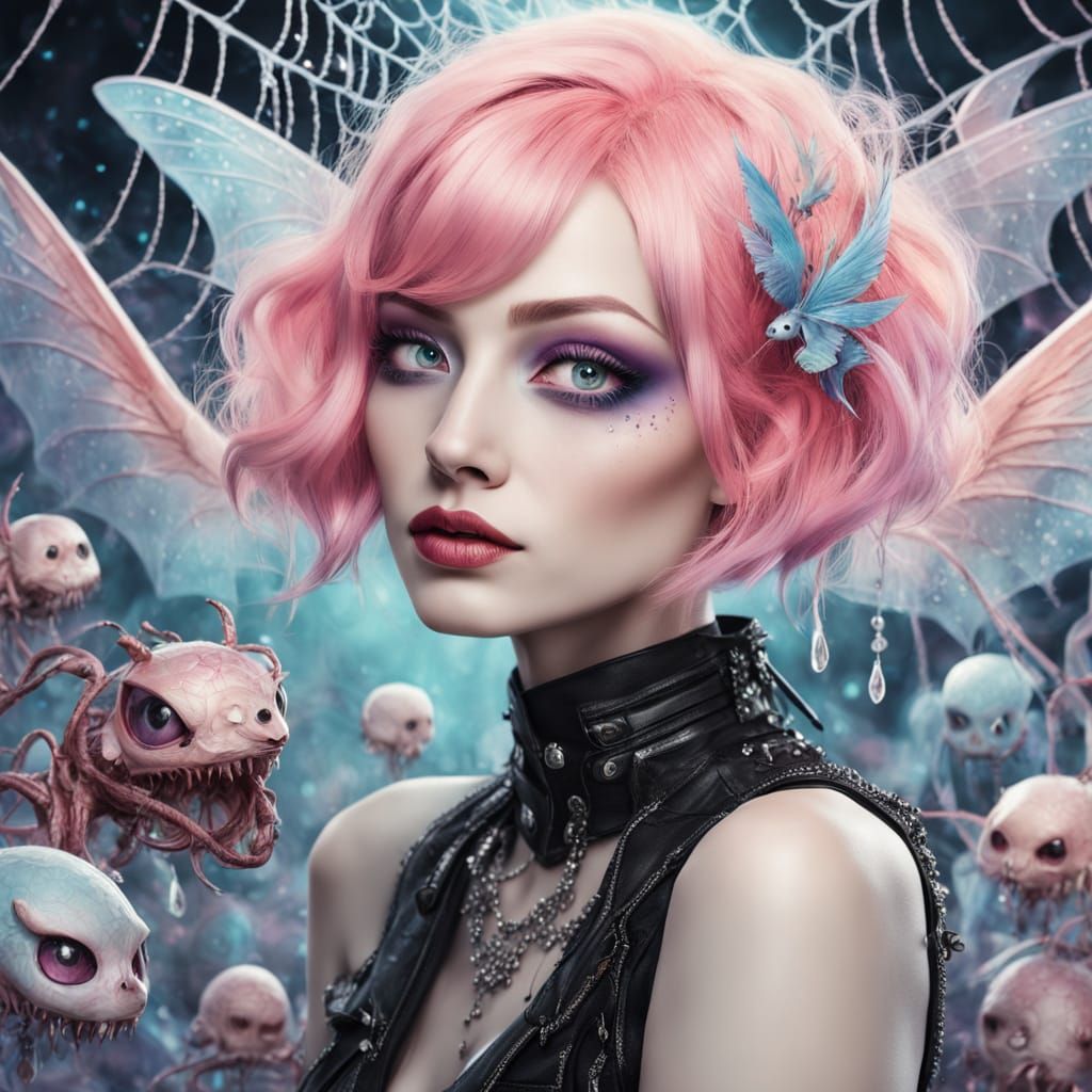 Whimsical Pastel Goth Dreamscape in Pop Surrealism Style