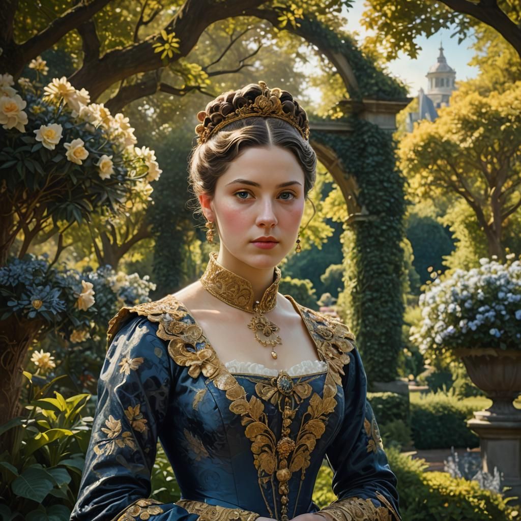 American Realist Portrait in English Garden