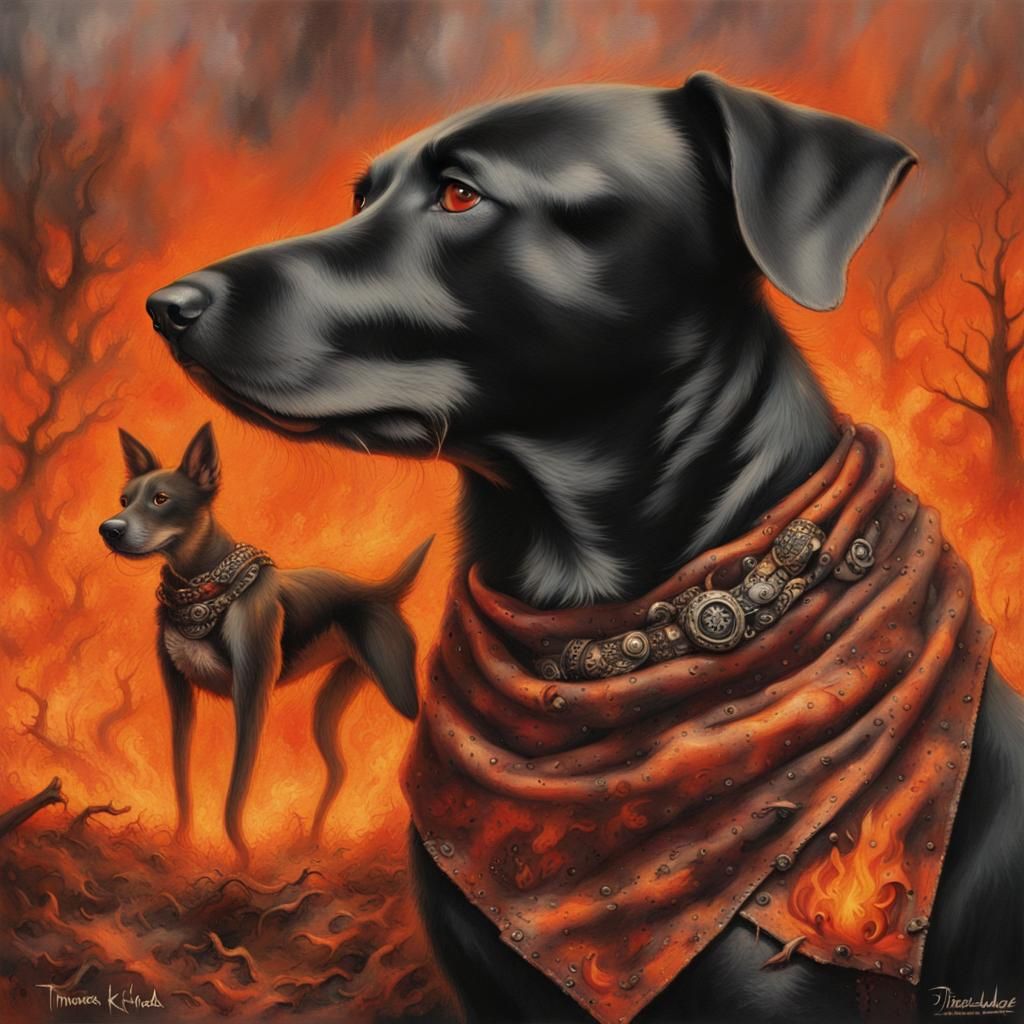 Rivethead Bandana in Fire: Hyperdetailed Digital Art