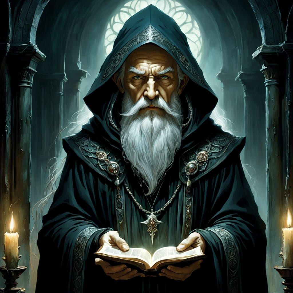 Dark Wizard in a Mysterious Chamber