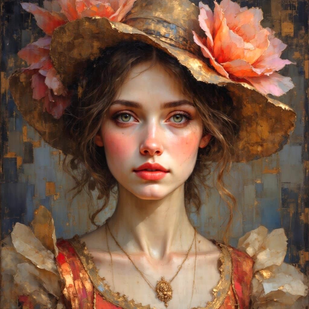 Surreal Portrait in Vintage Oil Painting Style