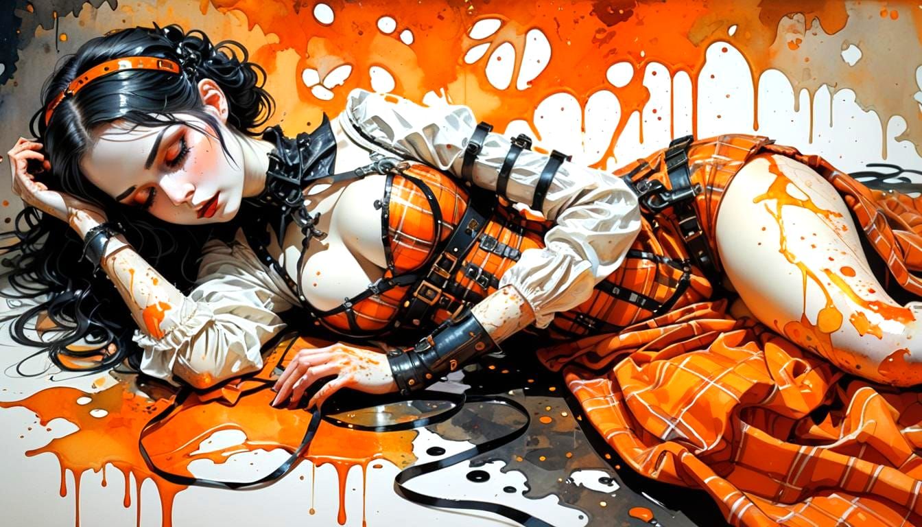 Gothic Babe in Iridescent Outfit: Impasto Painting