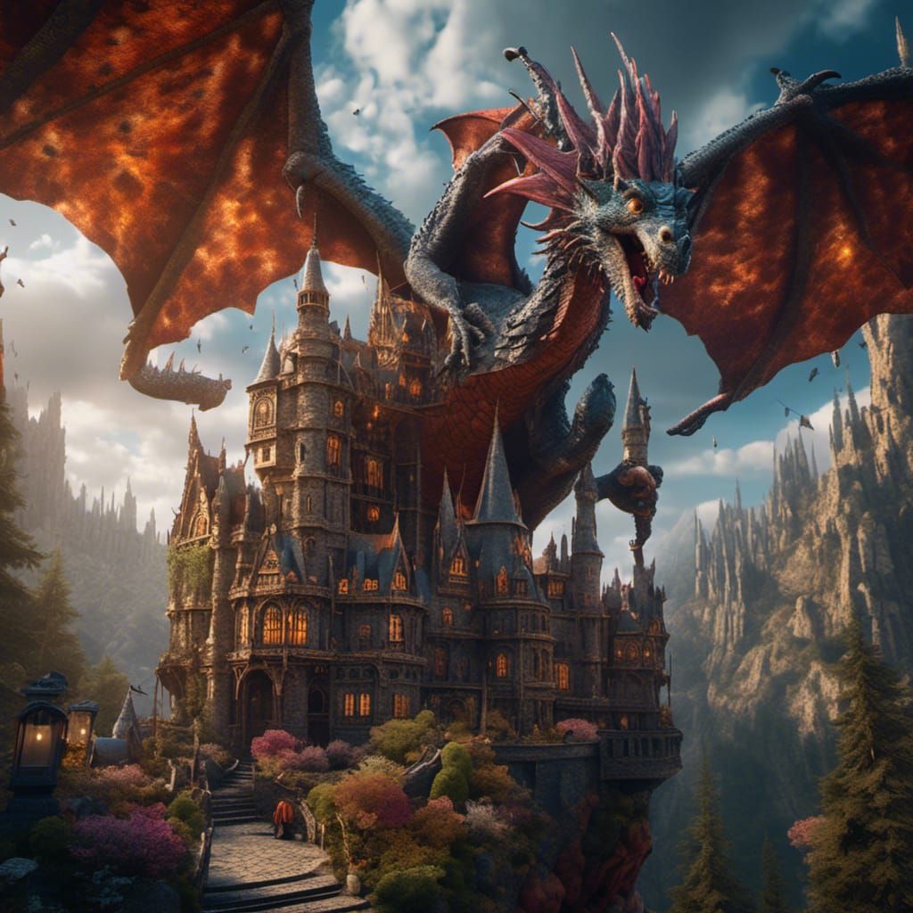 Harry Potter Dragon Wizard: Detailed Fantasy Art