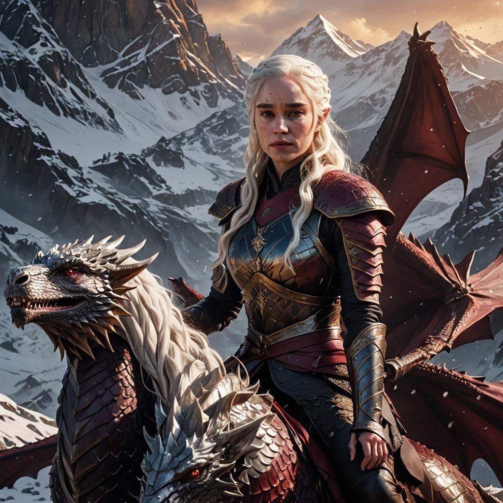 Daenerys on Dragon: Snowy Mountain Concept Art