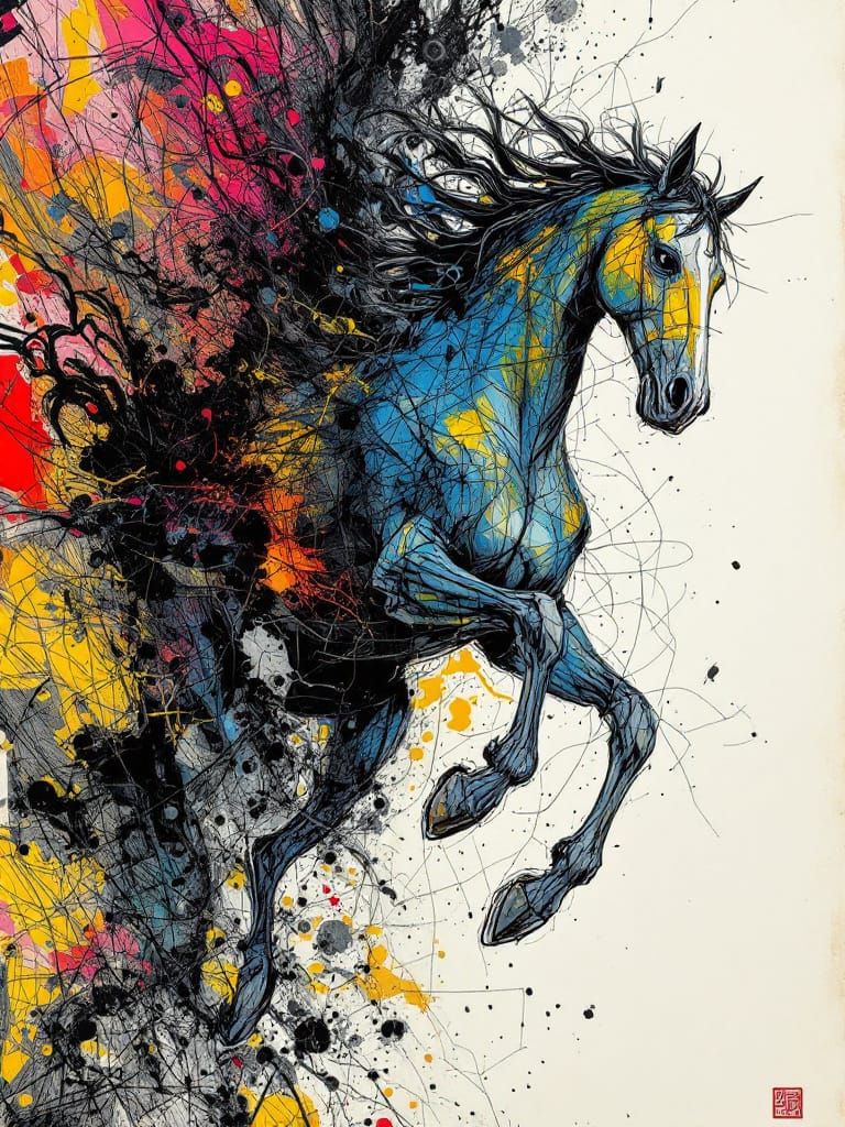 Expressive Horse Running Free with Angular Distortion