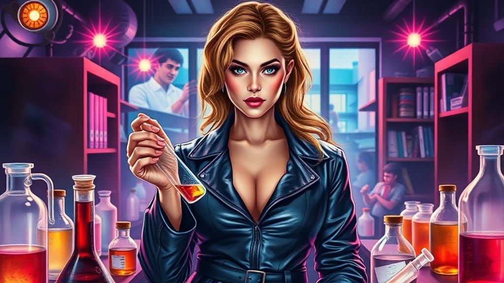 Psychedelic Laboratory Portrait in Watercolour Style