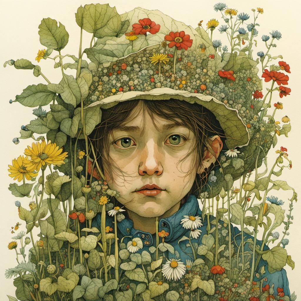 Intricate Gardener Illustration in Storybook Style