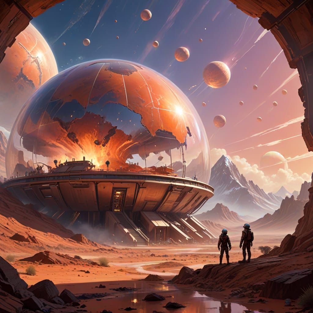 Mars Colony Life: Sketch Becomes Futuristic Landscape