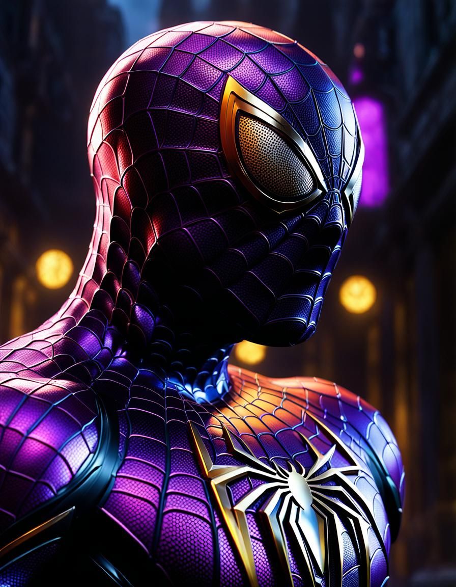Panther as Spiderman in Dark Fantasy Style