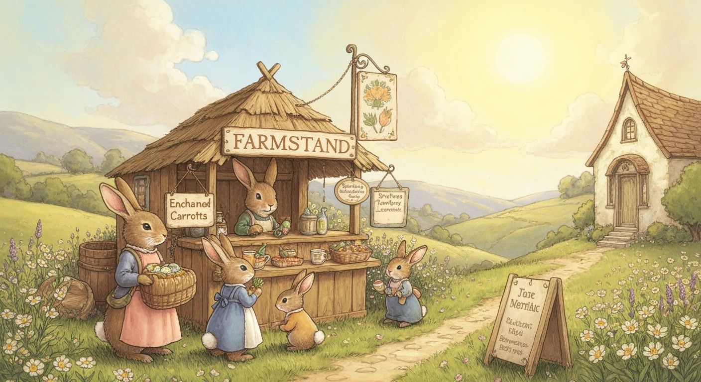 Fairytale Farmstand Run by Rabbit Family