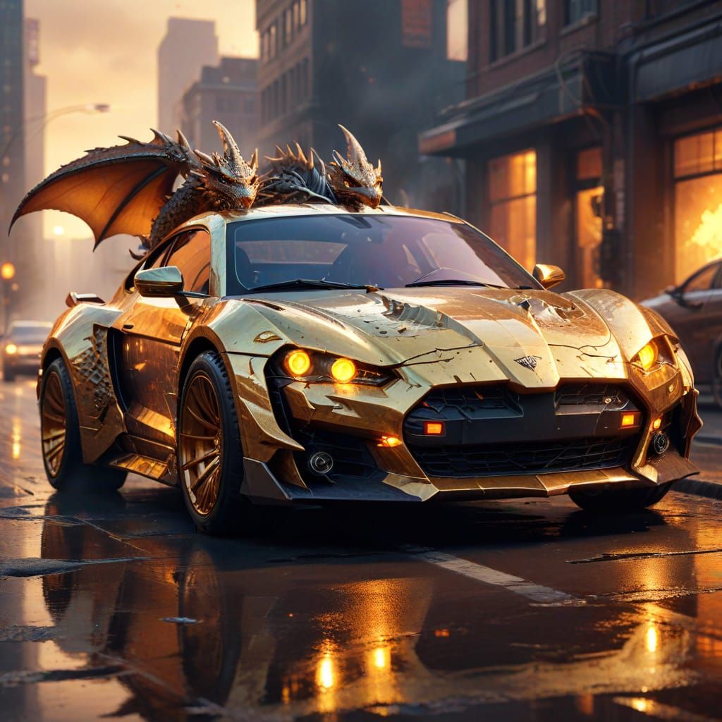 Automotive Dragon Concept Art in Pixel Style