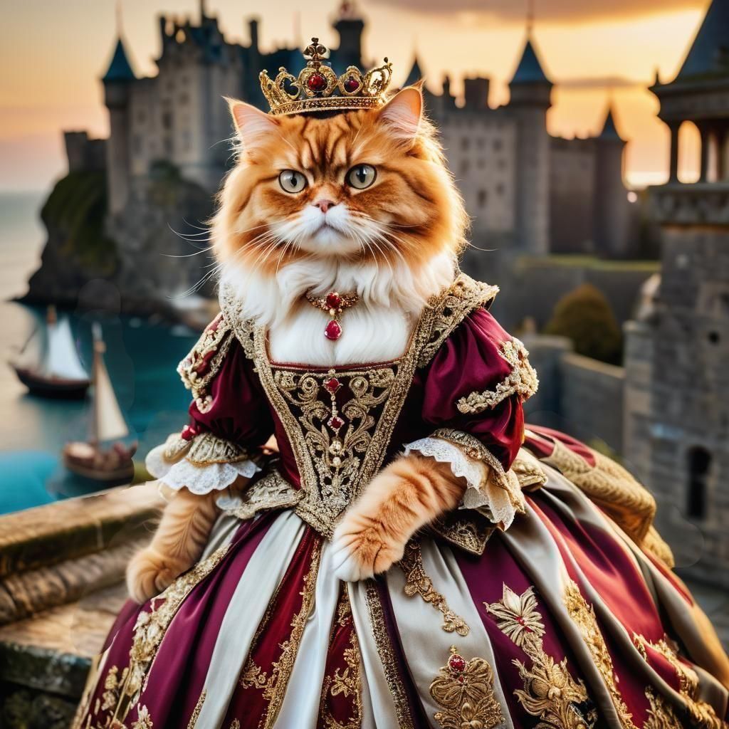 Elizabethan Cat Queen on Castle Terrace