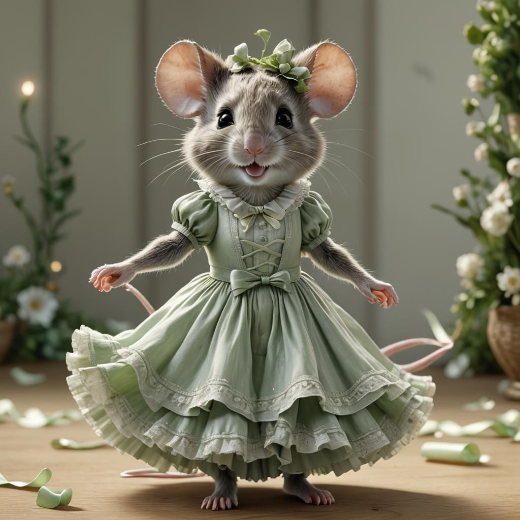Mouse in Ballgown: Hyperrealistic Concept Art