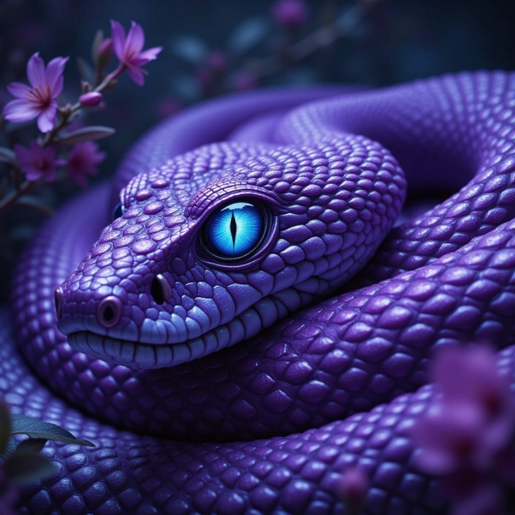 Purple King Cobra in Mandala Style