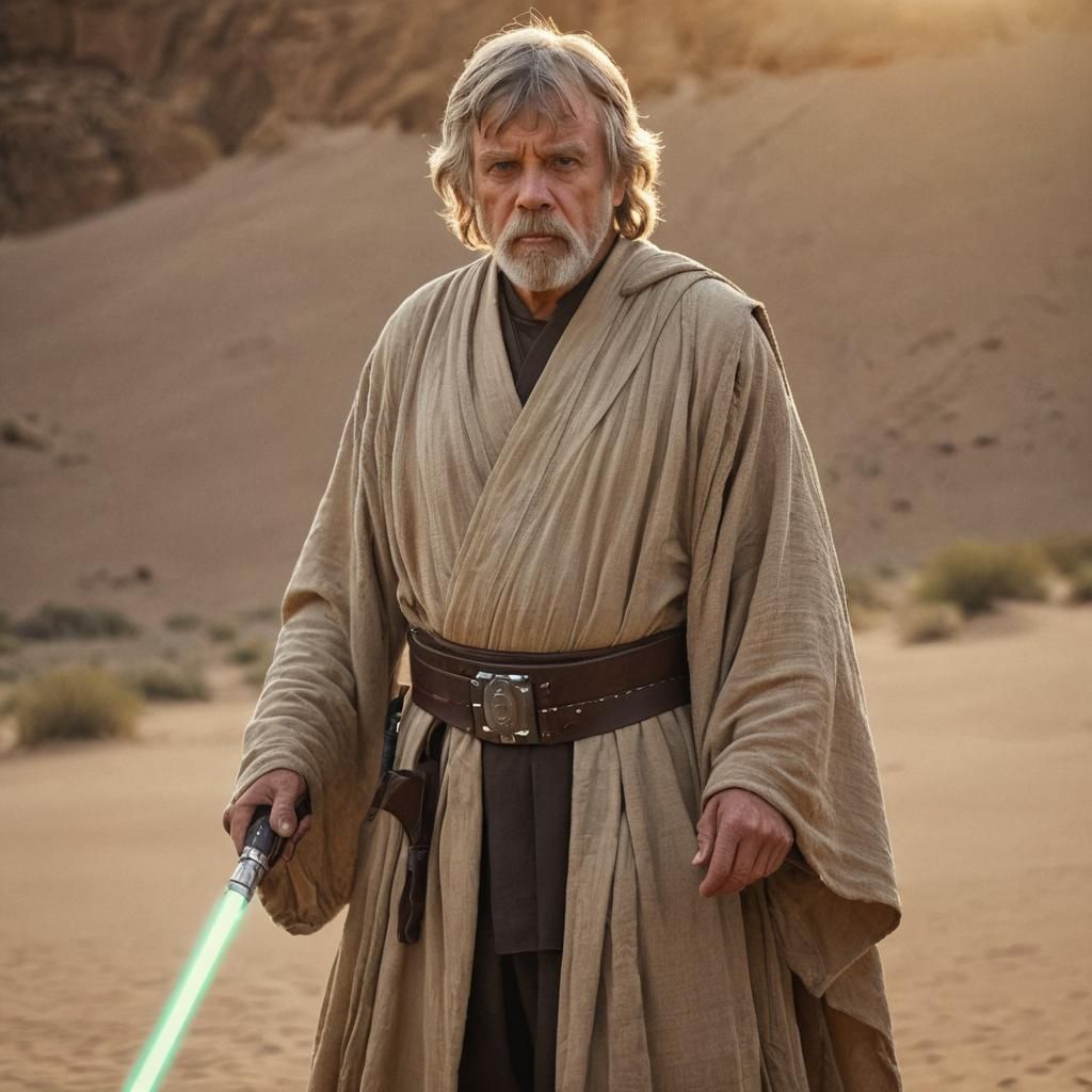 Wisdom of a Legendary Jedi in Desert Sunset