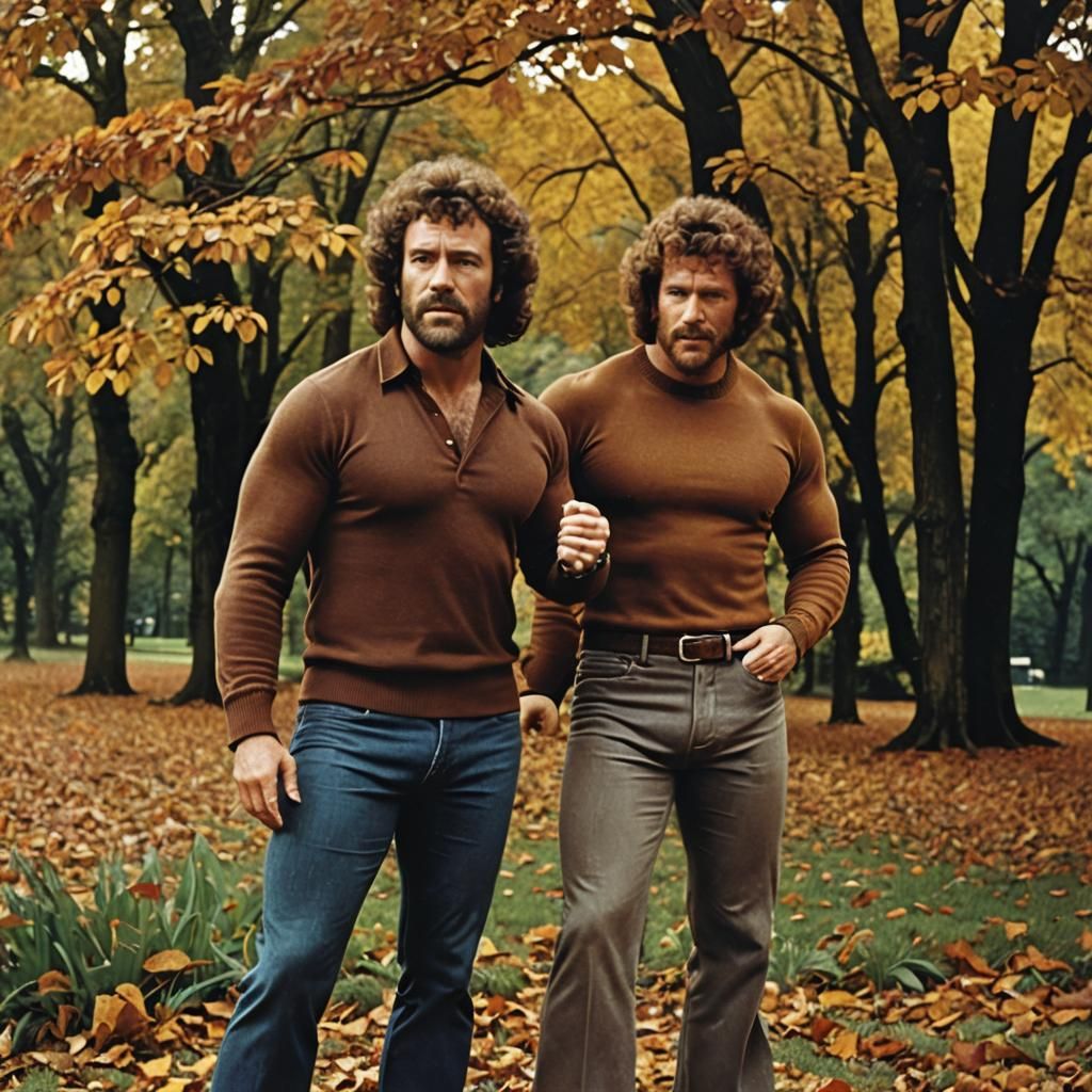 1970s Folk Album Cover with Muscular Duo