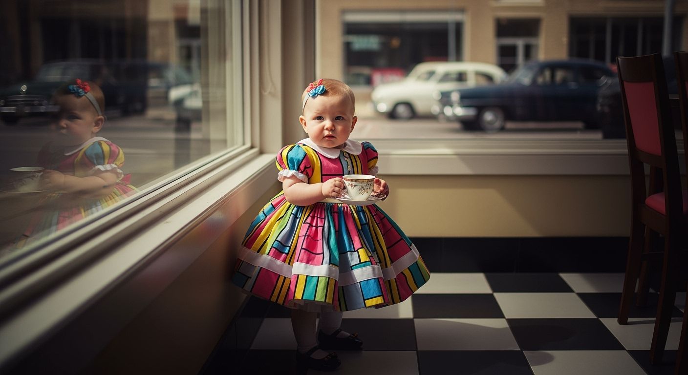 Baby in Lady's Dress, Pop Art Style