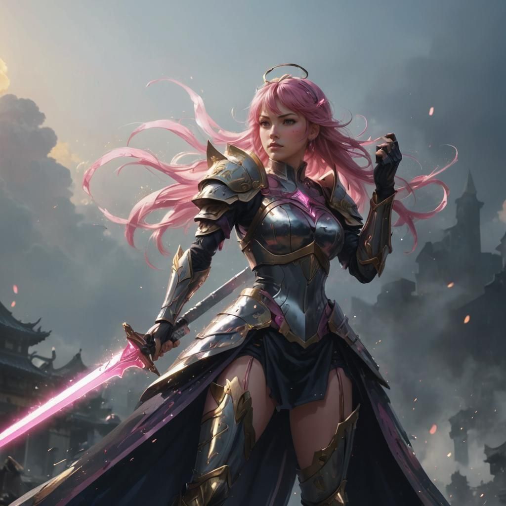 Fighting Princess with a Pink Blade