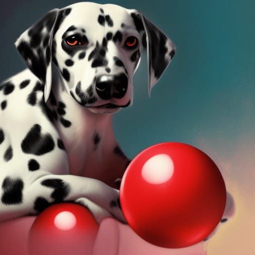 Dalmatian Puppies Play on Sofa: Fantasy Art