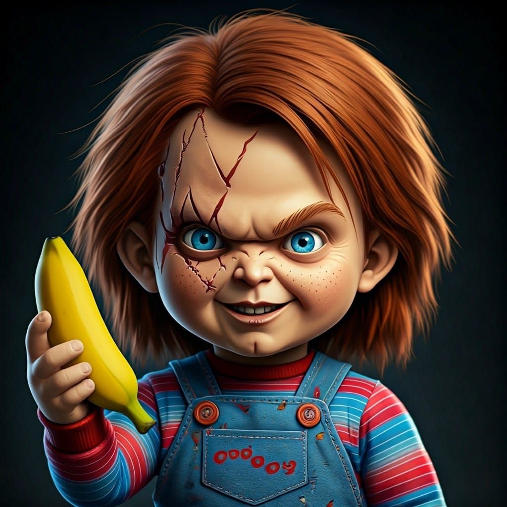 Chibi Chucky's Banana Gun: An Adorable Portrait