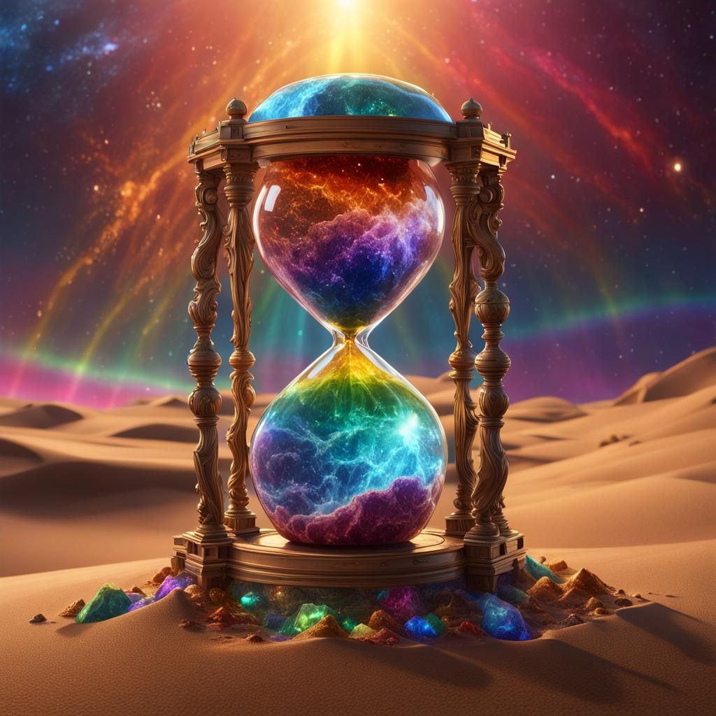 Hourglass Universe: Rainbow Crystal Sand Mirror Image