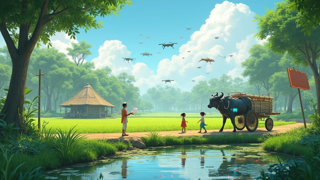 Futuristic Bangladeshi Village: Anime Art in 8K